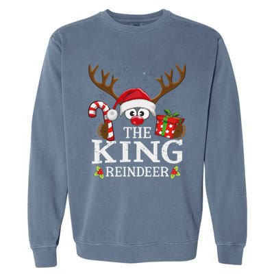 Christmas Matching The King Reindeer Family Garment-Dyed Sweatshirt