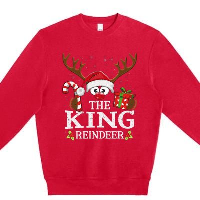 Christmas Matching The King Reindeer Family Premium Crewneck Sweatshirt