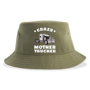 Crazy Mother Trucker Funny Semigifttrailer Truck Big Rig Driver Gift Sustainable Bucket Hat