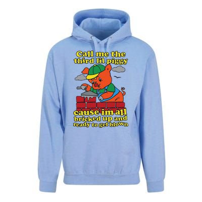 Call Me The Third Lil Piggy Cause IM All Bricked Up Unisex Surf Hoodie