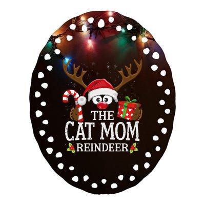 Christmas Matching The Cat Mom Reindeer Family Ceramic Oval Ornament