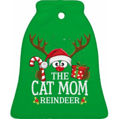 Christmas Matching The Cat Mom Reindeer Family Ceramic Bell Ornament