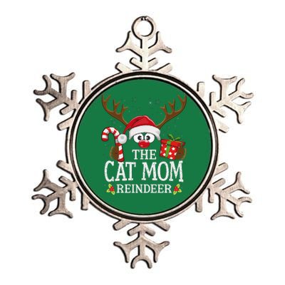 Christmas Matching The Cat Mom Reindeer Family Metallic Star Ornament