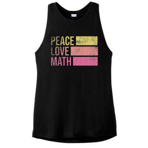 Cute Math Teacher Peace Love Math funny Ladies PosiCharge Tri-Blend Wicking Tank