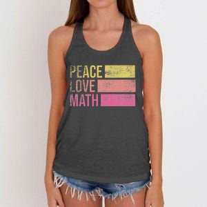 Cute Math Teacher Peace Love Math funny Women's Knotted Racerback Tank