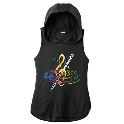 Classical Music Treble Clef Flutist Gift Flute Ladies PosiCharge Tri-Blend Wicking Draft Hoodie Tank