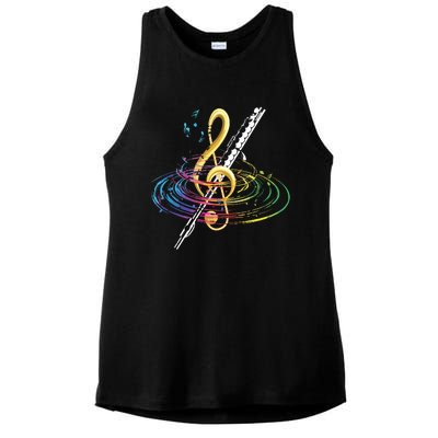 Classical Music Treble Clef Flutist Gift Flute Ladies PosiCharge Tri-Blend Wicking Tank