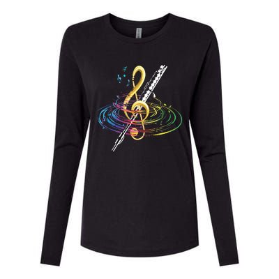 Classical Music Treble Clef Flutist Gift Flute Womens Cotton Relaxed Long Sleeve T-Shirt