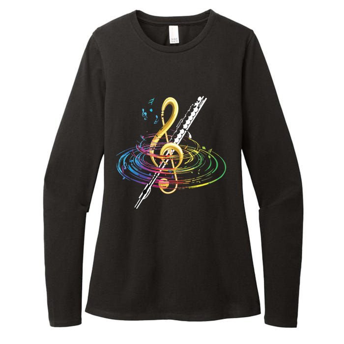 Classical Music Treble Clef Flutist Gift Flute Womens CVC Long Sleeve Shirt