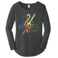 Classical Music Treble Clef Flutist Gift Flute Women's Perfect Tri Tunic Long Sleeve Shirt