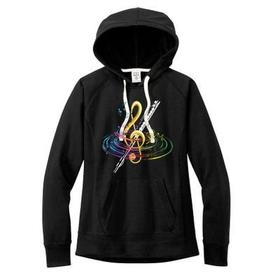 Classical Music Treble Clef Flutist Gift Flute Women's Fleece Hoodie