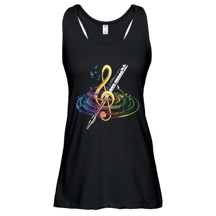 Classical Music Treble Clef Flutist Gift Flute Ladies Essential Flowy Tank