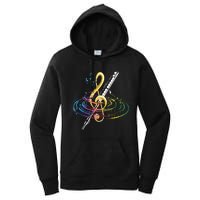 Classical Music Treble Clef Flutist Gift Flute Women's Pullover Hoodie