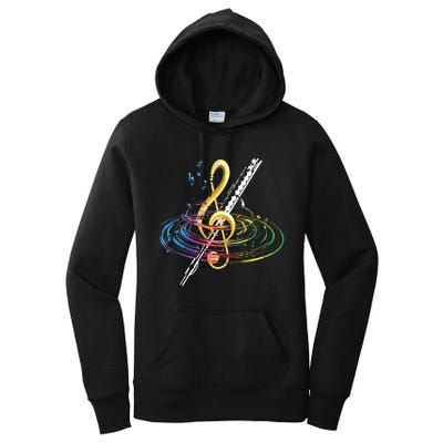 Classical Music Treble Clef Flutist Gift Flute Women's Pullover Hoodie