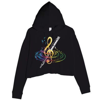 Classical Music Treble Clef Flutist Gift Flute Crop Fleece Hoodie