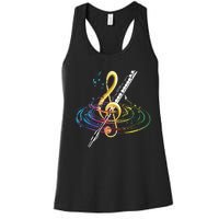 Classical Music Treble Clef Flutist Gift Flute Women's Racerback Tank