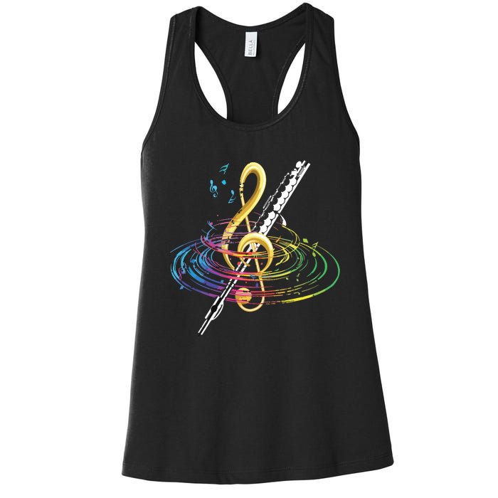 Classical Music Treble Clef Flutist Gift Flute Women's Racerback Tank