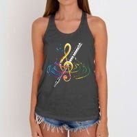 Classical Music Treble Clef Flutist Gift Flute Women's Knotted Racerback Tank