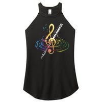 Classical Music Treble Clef Flutist Gift Flute Women's Perfect Tri Rocker Tank