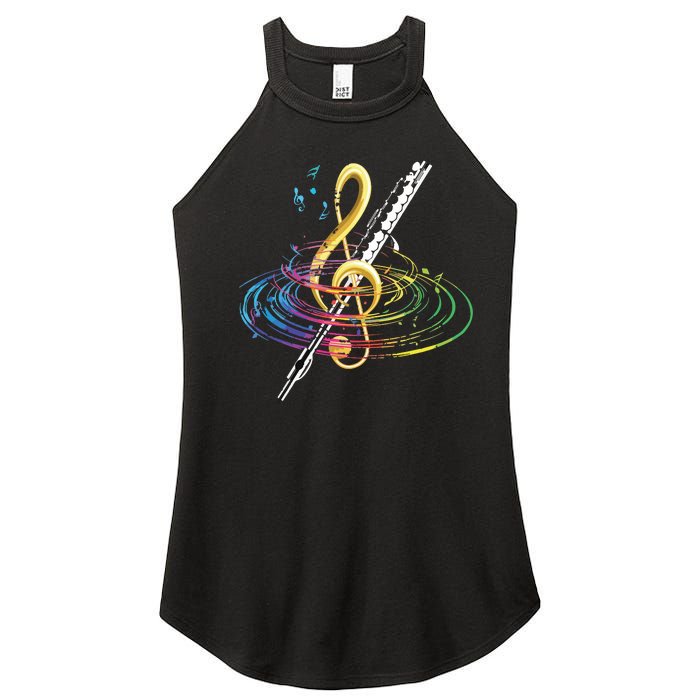 Classical Music Treble Clef Flutist Gift Flute Women's Perfect Tri Rocker Tank