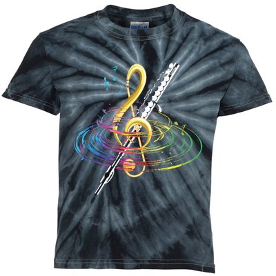 Classical Music Treble Clef Flutist Gift Flute Kids Tie-Dye T-Shirt