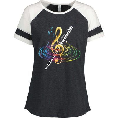 Classical Music Treble Clef Flutist Gift Flute Enza Ladies Jersey Colorblock Tee