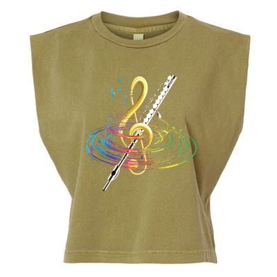 Classical Music Treble Clef Flutist Gift Flute Garment-Dyed Women's Muscle Tee