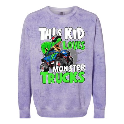 Cute Monster Truck Boys Girls This Loves Monster Trucks Colorblast Crewneck Sweatshirt