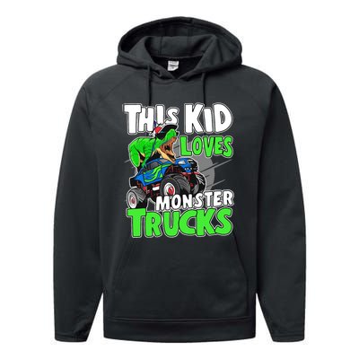 Cute Monster Truck Boys Girls This Loves Monster Trucks Performance Fleece Hoodie