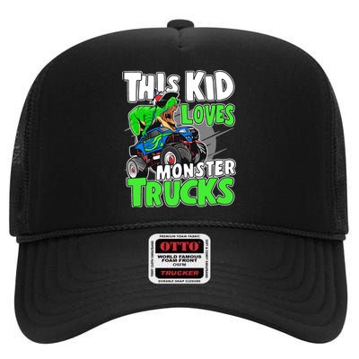 Cute Monster Truck Boys Girls This Loves Monster Trucks High Crown Mesh Back Trucker Hat