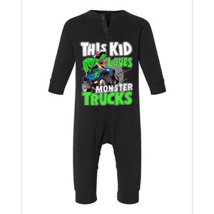 Cute Monster Truck Boys Girls This Loves Monster Trucks Infant Fleece One Piece