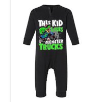 Cute Monster Truck Boys Girls This Loves Monster Trucks Infant Fleece One Piece