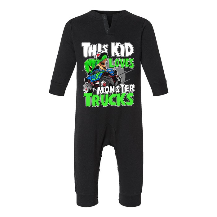 Cute Monster Truck Boys Girls This Loves Monster Trucks Infant Fleece One Piece