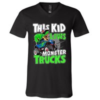 Cute Monster Truck Boys Girls This Loves Monster Trucks V-Neck T-Shirt