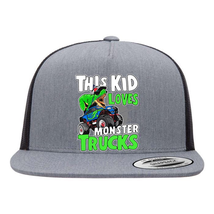 Cute Monster Truck Boys Girls This Loves Monster Trucks Flat Bill Trucker Hat