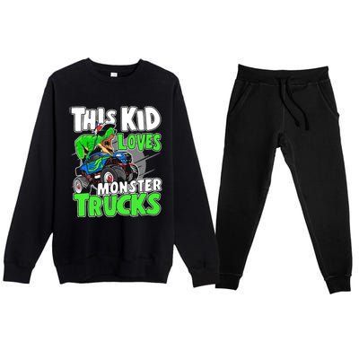 Cute Monster Truck Boys Girls This Loves Monster Trucks Premium Crewneck Sweatsuit Set