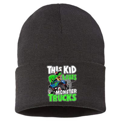 Cute Monster Truck Boys Girls This Loves Monster Trucks Sustainable Knit Beanie