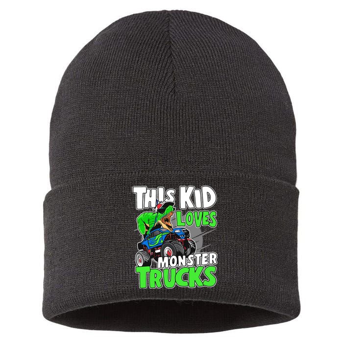 Cute Monster Truck Boys Girls This Loves Monster Trucks Sustainable Knit Beanie