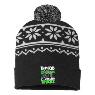 Cute Monster Truck Boys Girls This Loves Monster Trucks USA-Made Snowflake Beanie