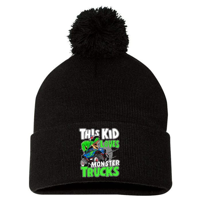 Cute Monster Truck Boys Girls This Loves Monster Trucks Pom Pom 12in Knit Beanie