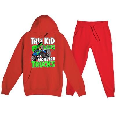 Cute Monster Truck Boys Girls This Loves Monster Trucks Premium Hooded Sweatsuit Set