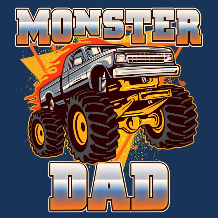 Cool Monster Truck Dad 7 Panel Mesh Trucker Snapback Hat