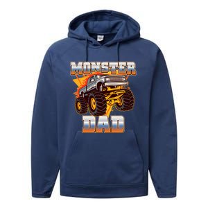 Cool Monster Truck Dad Performance Fleece Hoodie