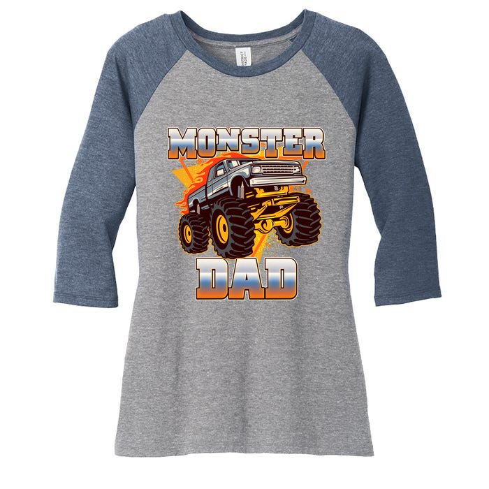 Cool Monster Truck Dad Women's Tri-Blend 3/4-Sleeve Raglan Shirt