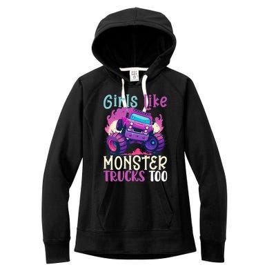 Cute Monster Truck Like Monster Trucks Too Cute Women's Fleece Hoodie