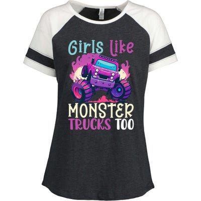 Cute Monster Truck Like Monster Trucks Too Cute Enza Ladies Jersey Colorblock Tee