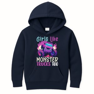 Cute Monster Truck Like Monster Trucks Too Cute Kids Hoodie