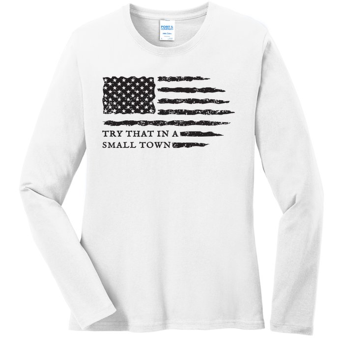 Country Music Us Flag Ladies Long Sleeve Shirt