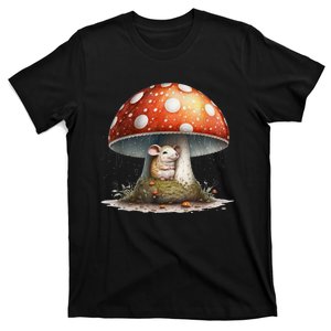 Cute Mouse Under A Mushroom In The Rain T-Shirt