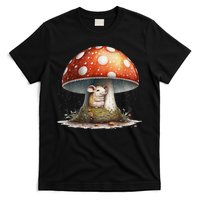 Cute Mouse Under A Mushroom In The Rain T-Shirt